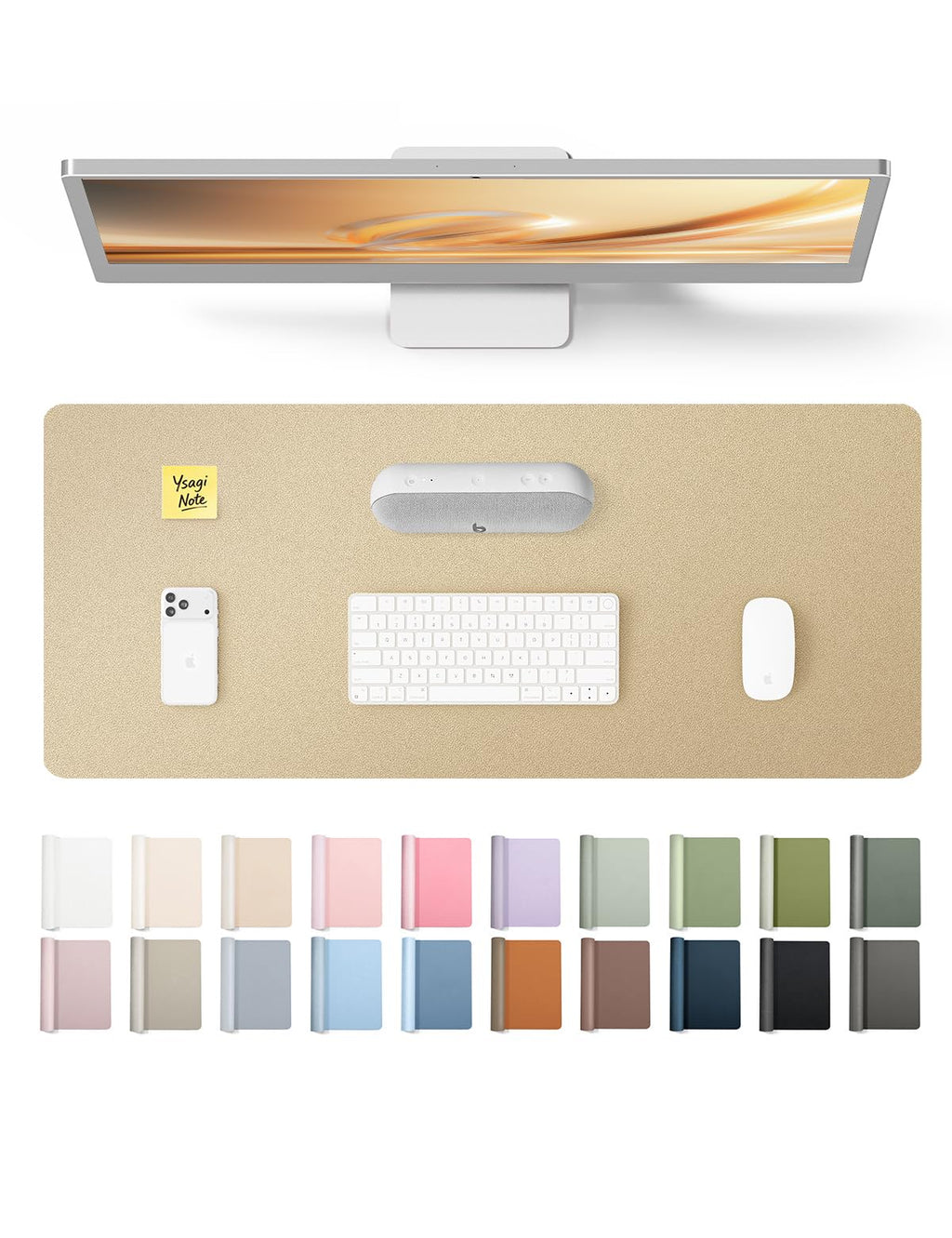 YSAGi Leather Desk Mat, Large Mouse Mat, Non-Slip Desk Pad Desk Protector Mat, Waterproof PU Leather Laptop Mat Table Mat Desk Writing Pad for Office and Home