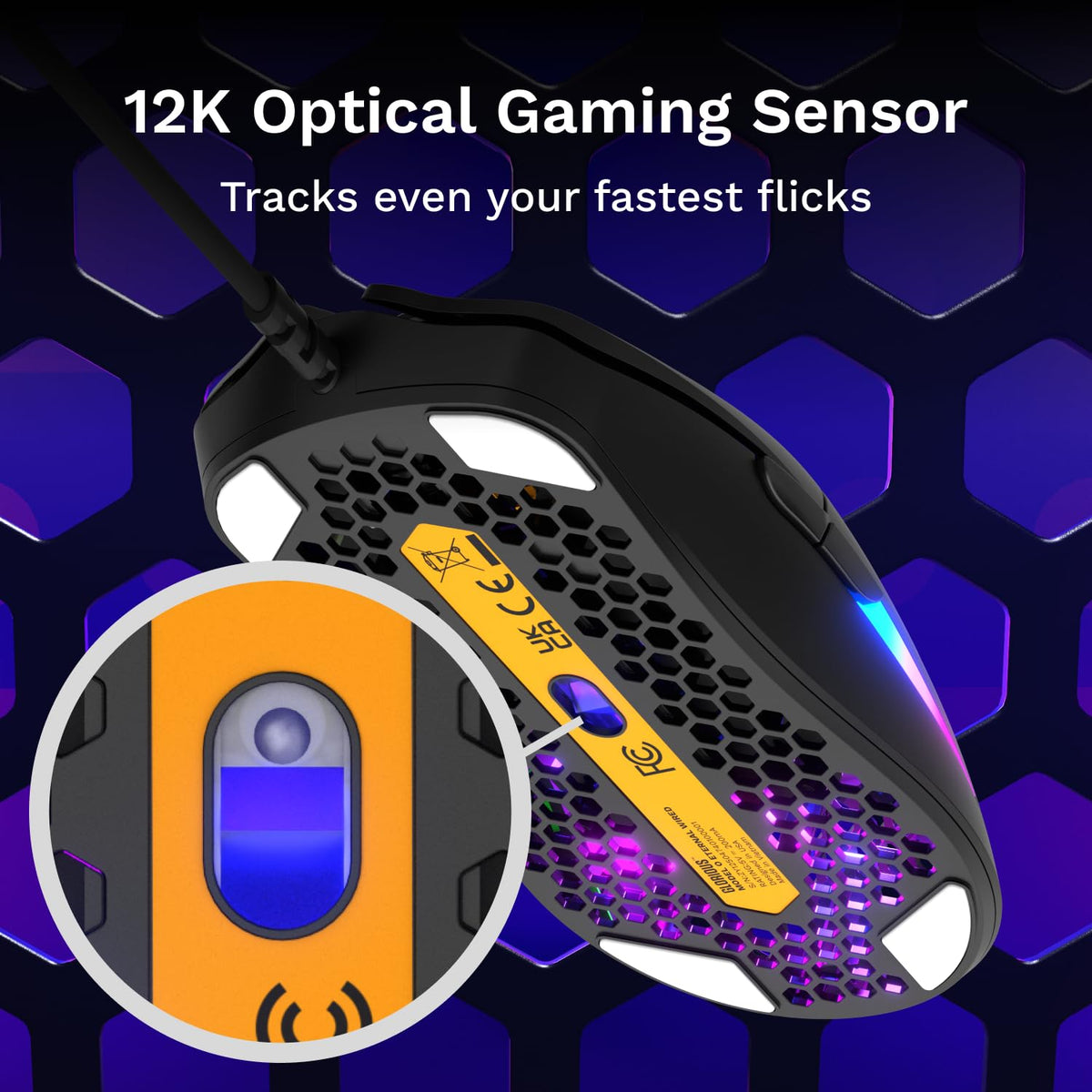 GLORIOUS Model O Eternal Ultralight RGB Gaming Mouse - Wired - 55g Lightweight - Customizable RGB Lighting - 6 Programmable Buttons - Symmetrical Design - 12K DPI Optical Sensor - PC/Mac - Black