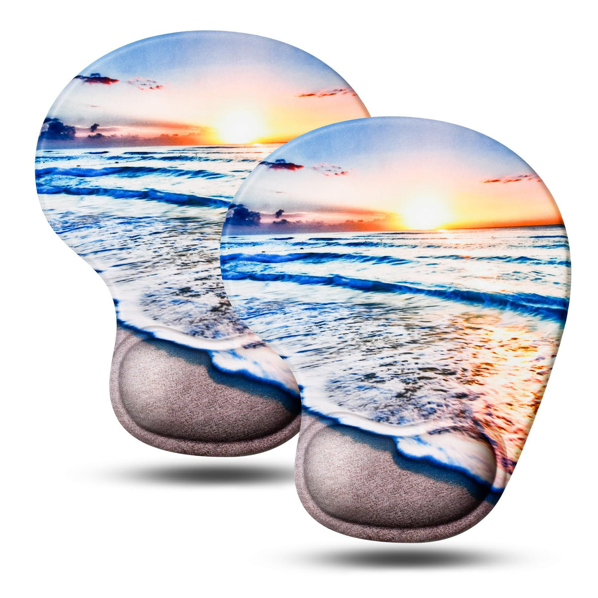 JIKIOU Mouse Pad, 2 Pack Ergonomic Mouse Pads with Comfortable Gel Wrist Rest Support and Lycra Cloth, Non-Slip PU Base for Easy Typing Pain Relief Durable and Easy to Clean Small