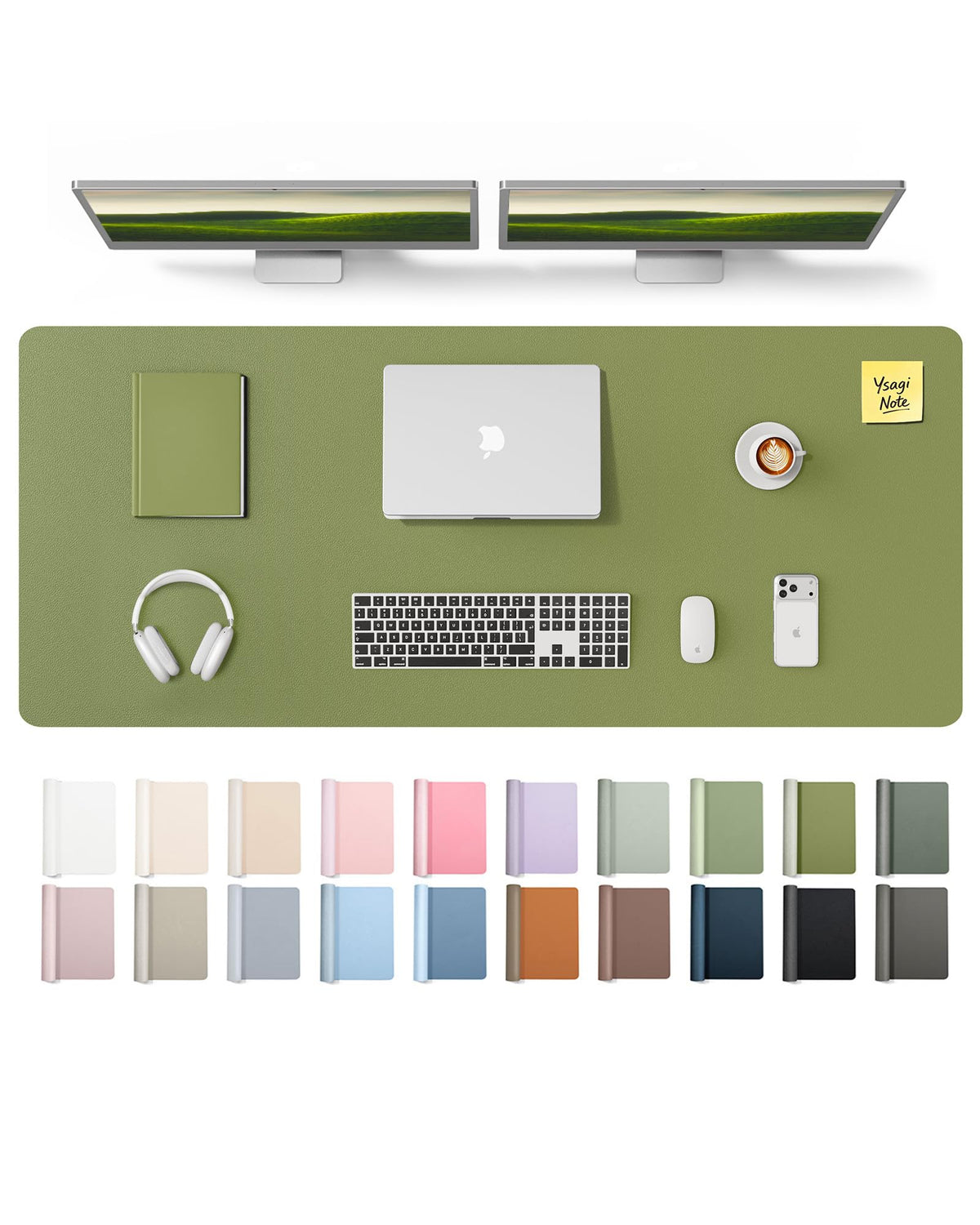 YSAGi Leather Desk Mat, Large Mouse Mat, Non-Slip Desk Pad Desk Protector Mat, Waterproof PU Leather Laptop Mat Table Mat Desk Writing Pad for Office and Home