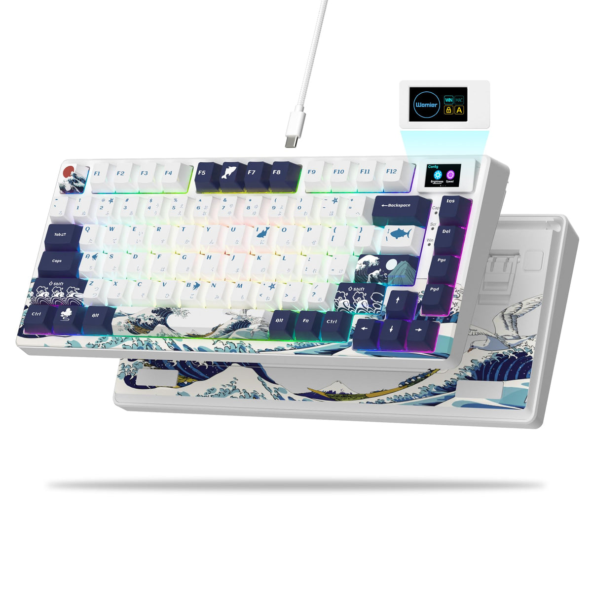 Womier SK80 75% Keyboard with Color Multimedia Display Mechanical Gaming Keyboard, Wired Hot Swappable Gasket Mount RGB Custom Key Board, Pre-lubed Stabilizer for Mac/Win