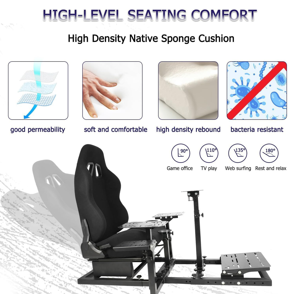 Adjustable Racing & Flight Simulator Cockpit with Seat
