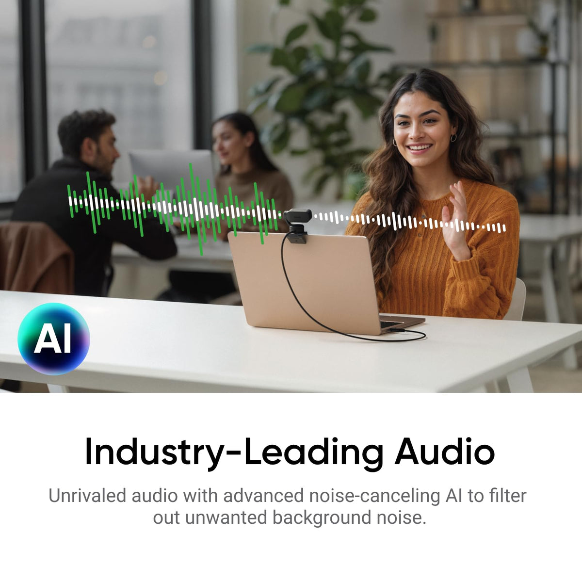 4K PTZ Webcam with AI Tracking and Noise-Canceling Mic