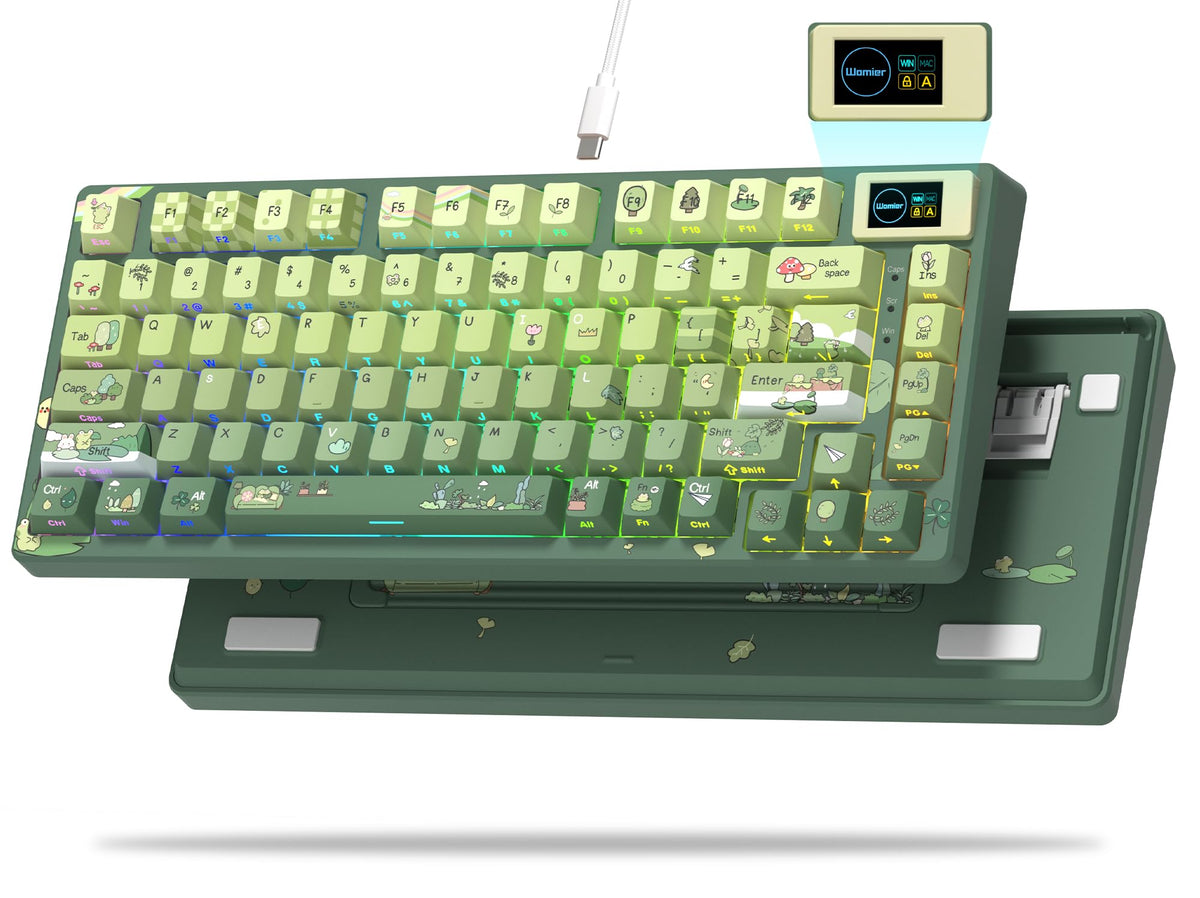 Womier SK80 75% Keyboard with Color Multimedia Display Mechanical Gaming Keyboard, Wired Hot Swappable Gasket Mount RGB Custom Key Board, Pre-lubed Stabilizer for Mac/Win