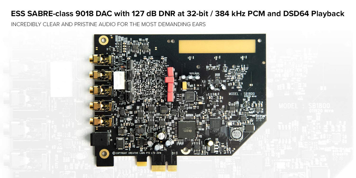 Creative Sound BlasterX AE-5 Hi-res SABRE32 Ultra-Class 32-bit/384kHz PCIe Gaming Sound Card and DAC with 1 RGB LED Strip, Up to 122dB SNR, Xamp Discrete Headphone Bi-amp