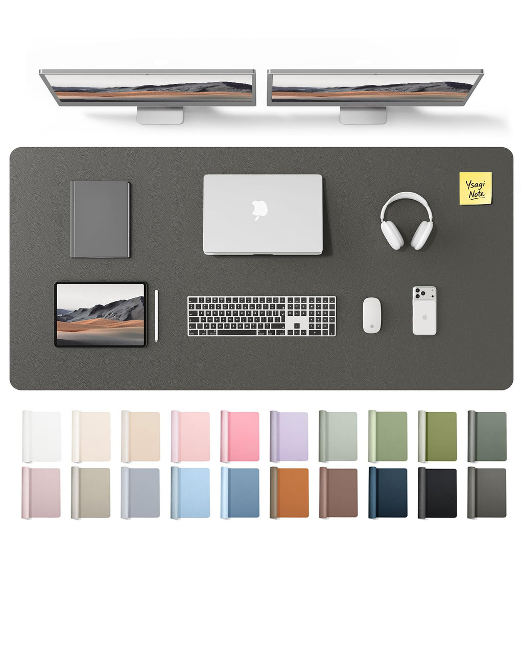 YSAGi Leather Desk Mat, Large Mouse Mat, Non-Slip Desk Pad Desk Protector Mat, Waterproof PU Leather Laptop Mat Table Mat Desk Writing Pad for Office and Home