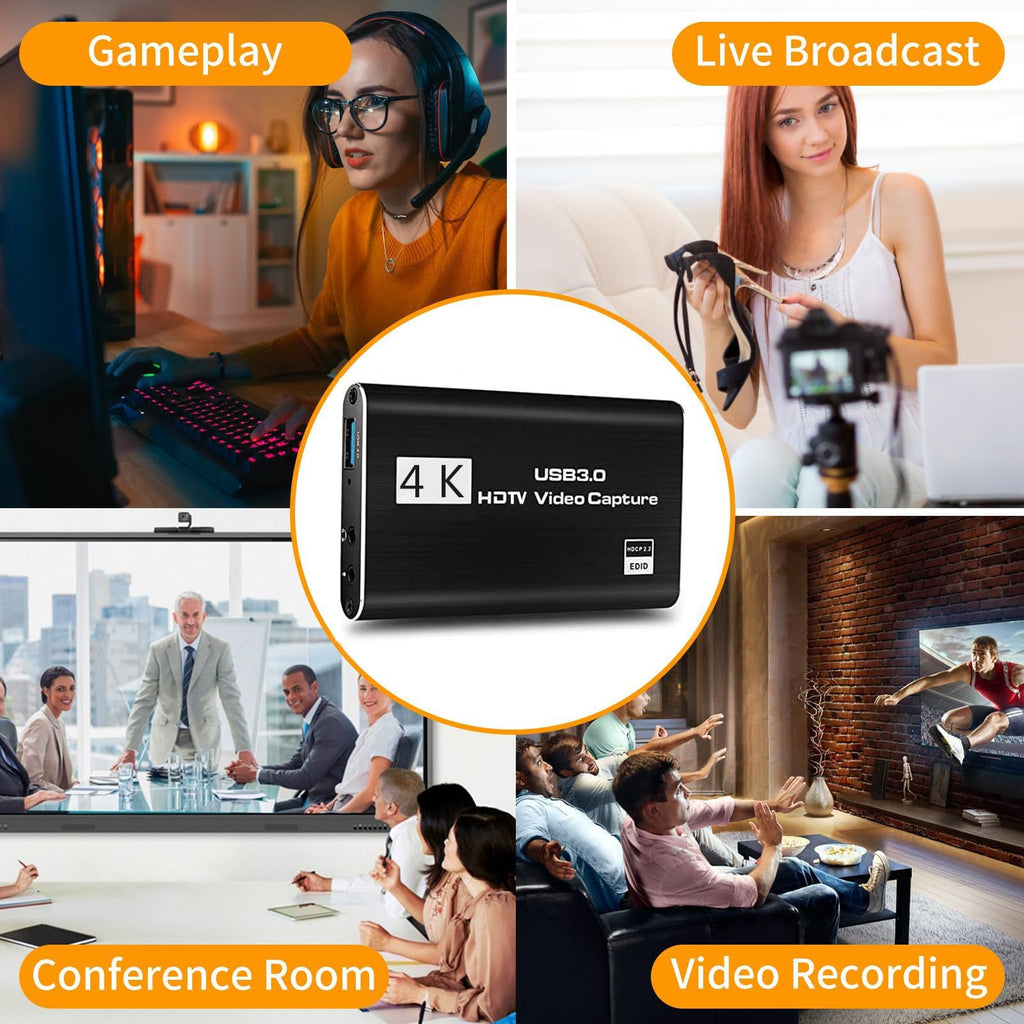 4K HD USB 3.0 Video Capture Card with Plug & Play Design