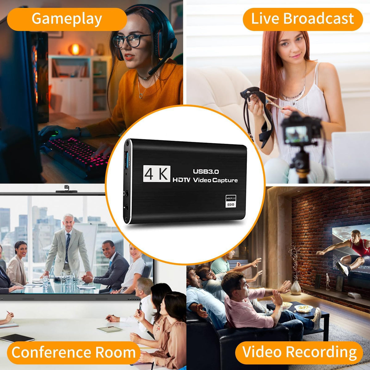 4K HD USB 3.0 Video Capture Card with Plug & Play Design
