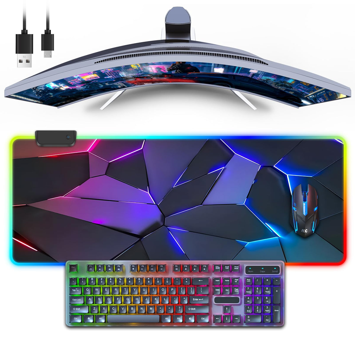 Large RGB Gaming Mouse Pad with 13 LED Light Modes