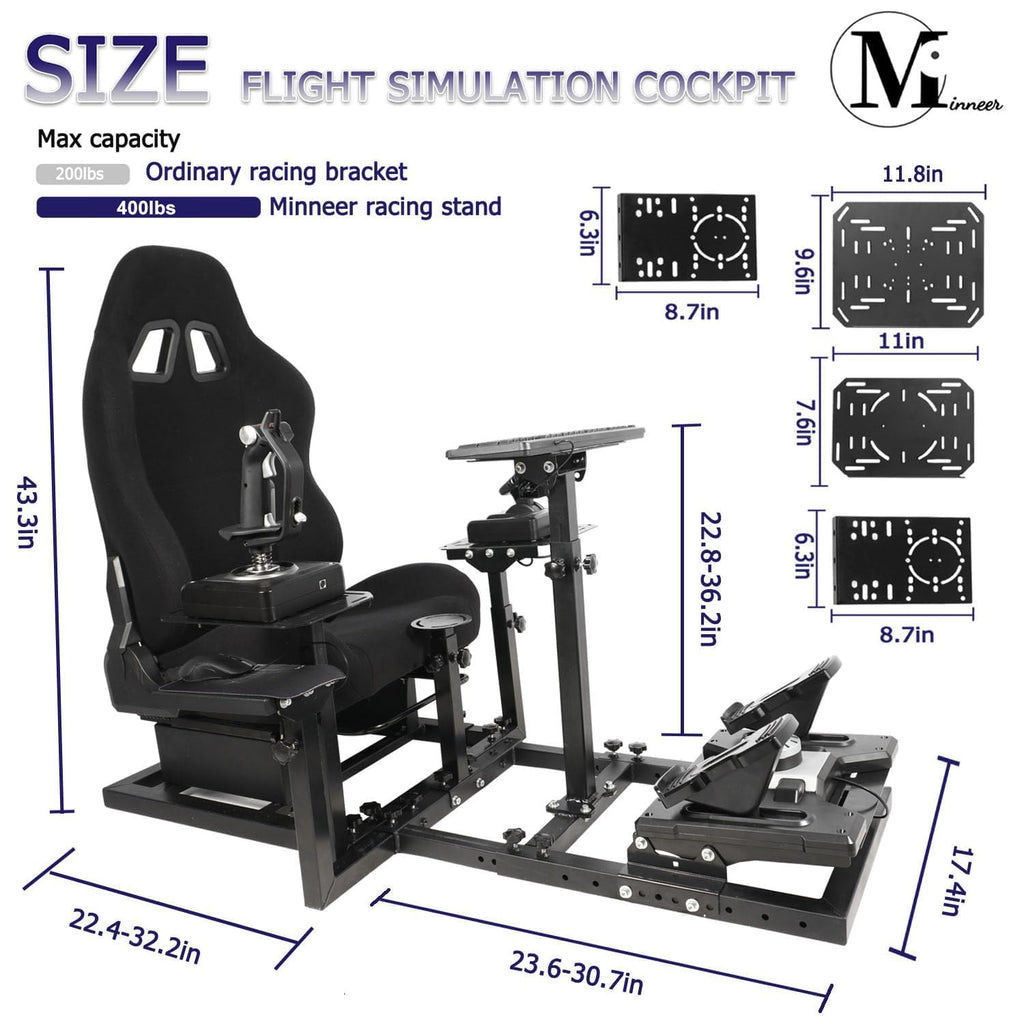 Adjustable Racing & Flight Simulator Cockpit with Seat