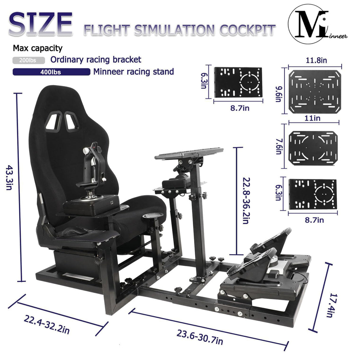 Adjustable Racing & Flight Simulator Cockpit with Seat
