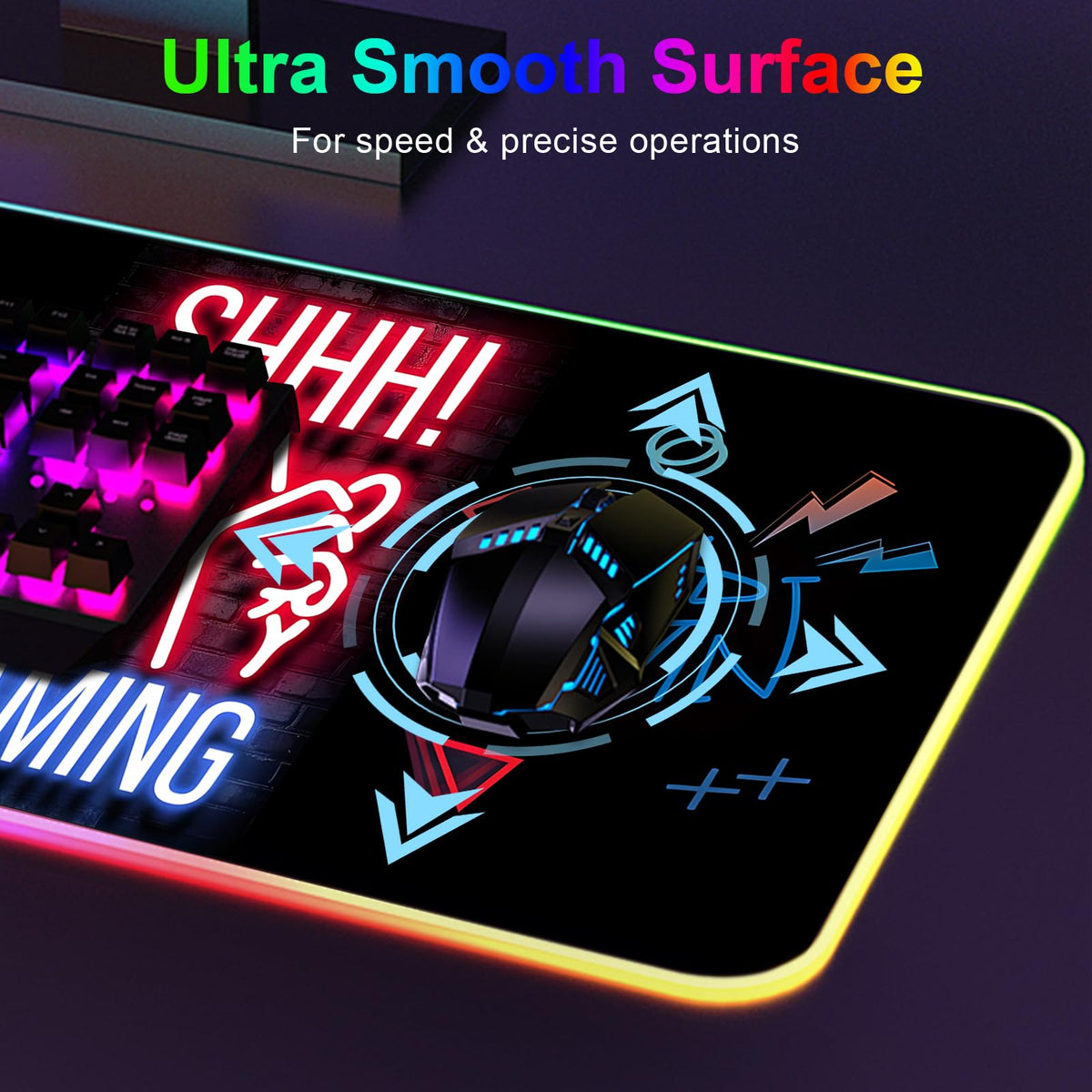 Large RGB Gaming Mouse Pad with 13 LED Light Modes