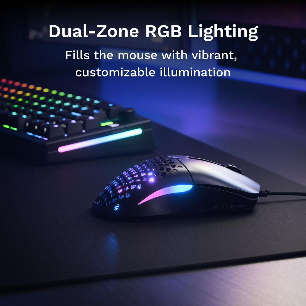 GLORIOUS Model O Eternal Ultralight RGB Gaming Mouse - Wired - 55g Lightweight - Customizable RGB Lighting - 6 Programmable Buttons - Symmetrical Design - 12K DPI Optical Sensor - PC/Mac - Black