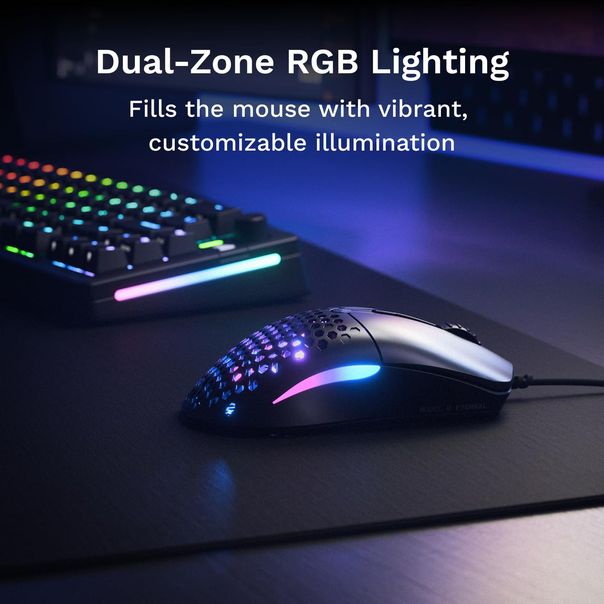 GLORIOUS Model O Eternal Ultralight RGB Gaming Mouse - Wired - 55g Lightweight - Customizable RGB Lighting - 6 Programmable Buttons - Symmetrical Design - 12K DPI Optical Sensor - PC/Mac - Black