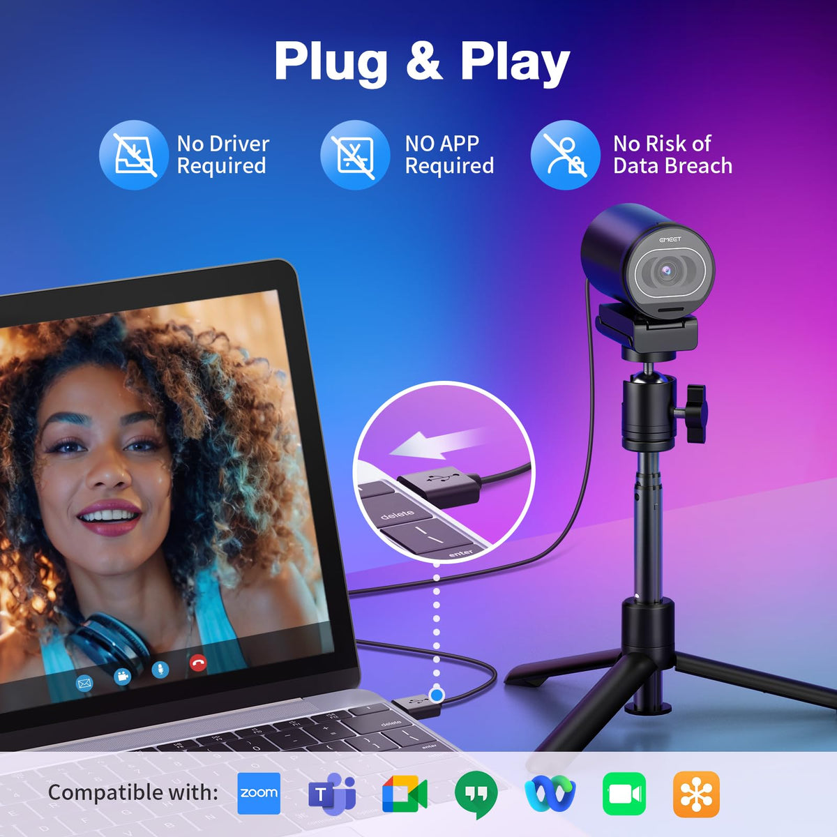 S600 4K Streaming Webcam with Autofocus and Dual Microphones