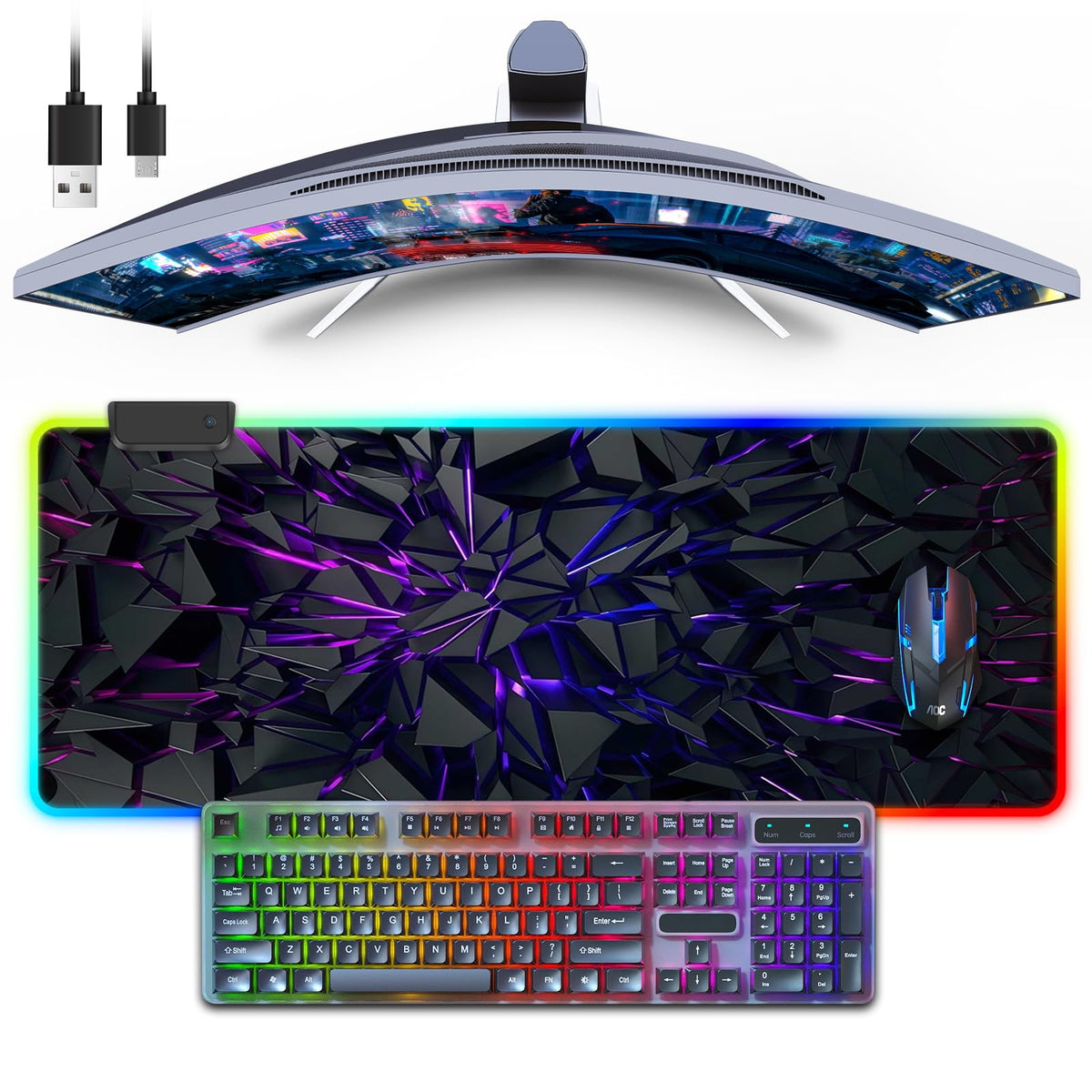 Large RGB Gaming Mouse Pad with 13 LED Light Modes
