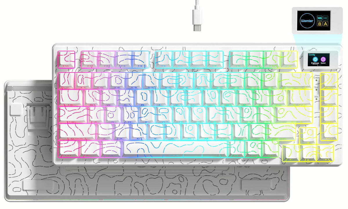 Womier SK80 75% Keyboard with Color Multimedia Display Mechanical Gaming Keyboard, Wired Hot Swappable Gasket Mount RGB Custom Key Board, Pre-lubed Stabilizer for Mac/Win