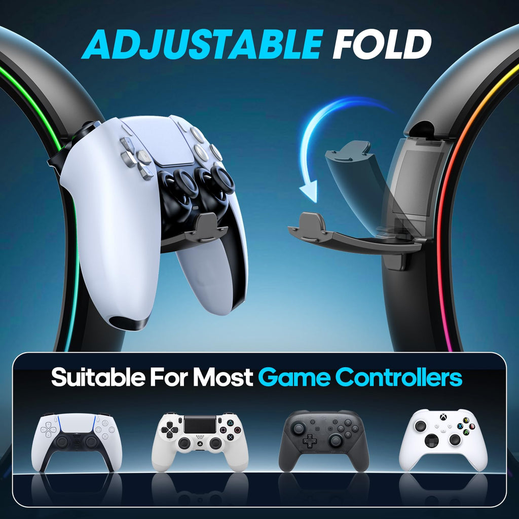 RGB Headphone & Controller Stand with Cable Organizer