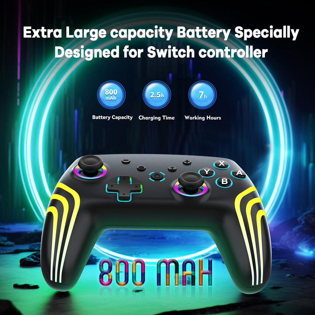 MYSTILUCK Wireless Pro Controller for Switch/Switch 2/Lite/OLED/PC - White & Black