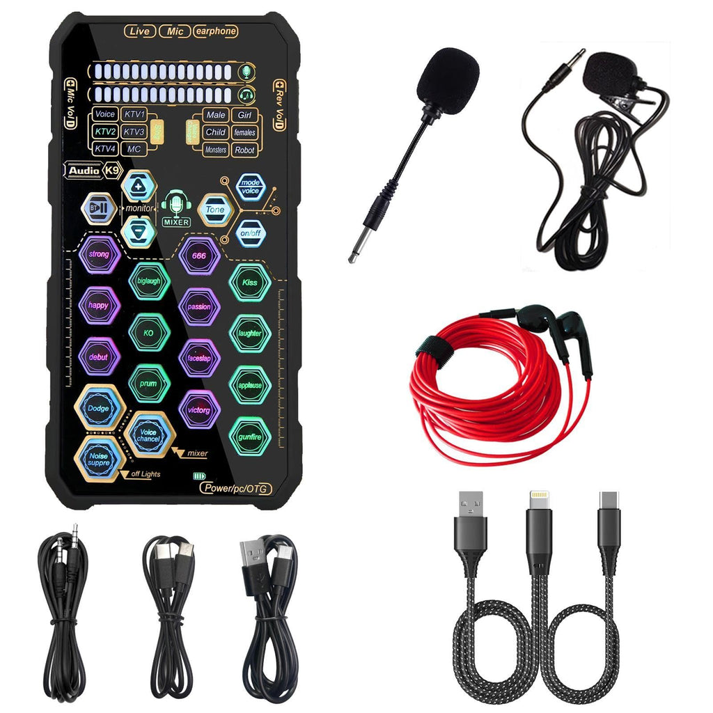 Small Handheld Sound Card Set for Podacsting, Broadcasting, Living, Singing, Recording, Gaming with Families, Friends, Gift,YouTube, TikTok