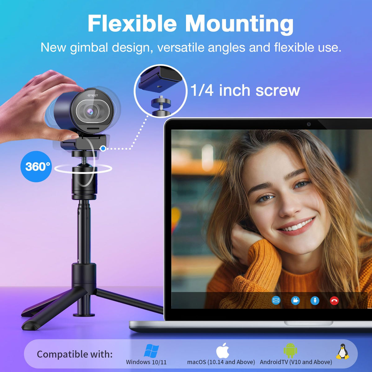 S600 4K Streaming Webcam with Autofocus and Dual Microphones
