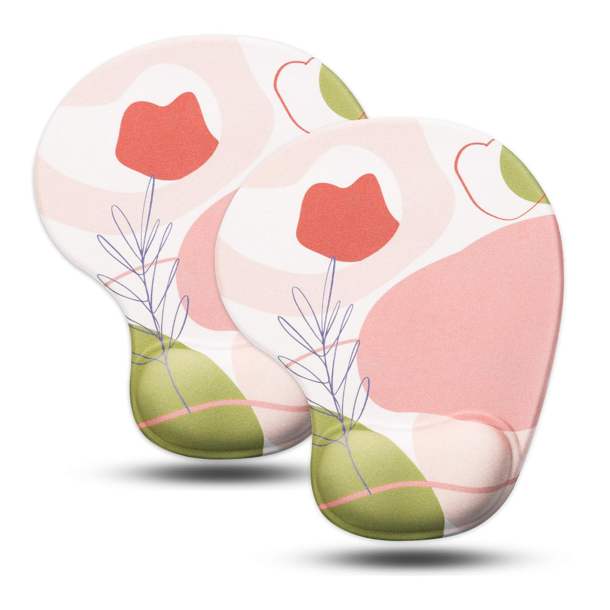 JIKIOU Mouse Pad, 2 Pack Ergonomic Mouse Pads with Comfortable Gel Wrist Rest Support and Lycra Cloth, Non-Slip PU Base for Easy Typing Pain Relief Durable and Easy to Clean Small
