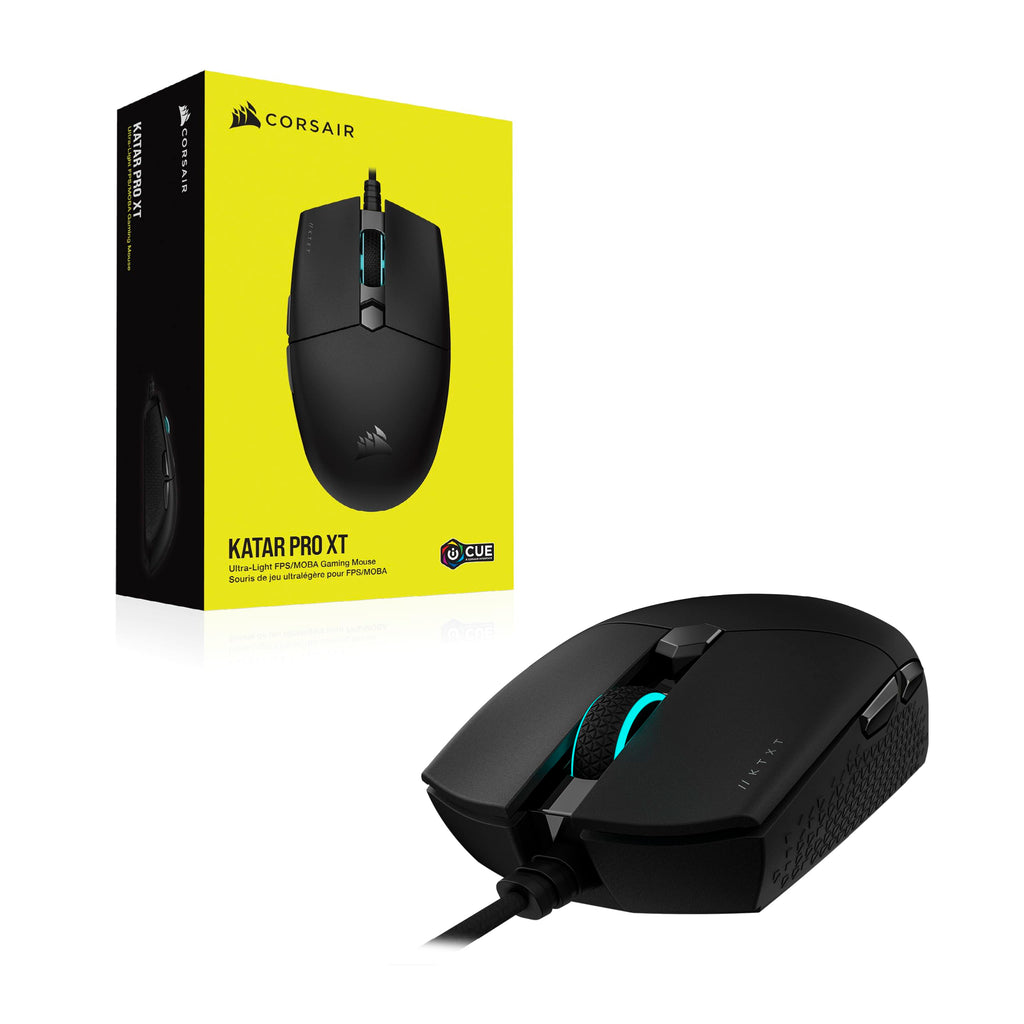 Corsair KATAR PRO XT Wired Ultra-Light FPS Gaming Mouse – 18,000 DPI – Symmetric Shape – Quickstrike Buttons – iCUE Compatible – PC, Mac, PS5, PS4, Xbox – Black