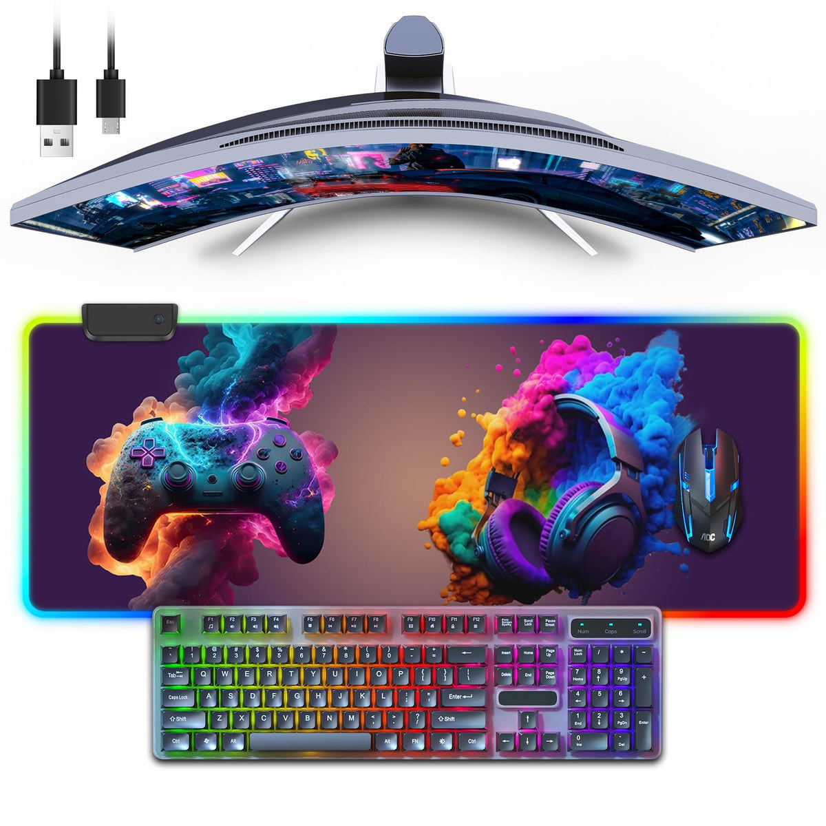 Large RGB Gaming Mouse Pad with 13 LED Light Modes