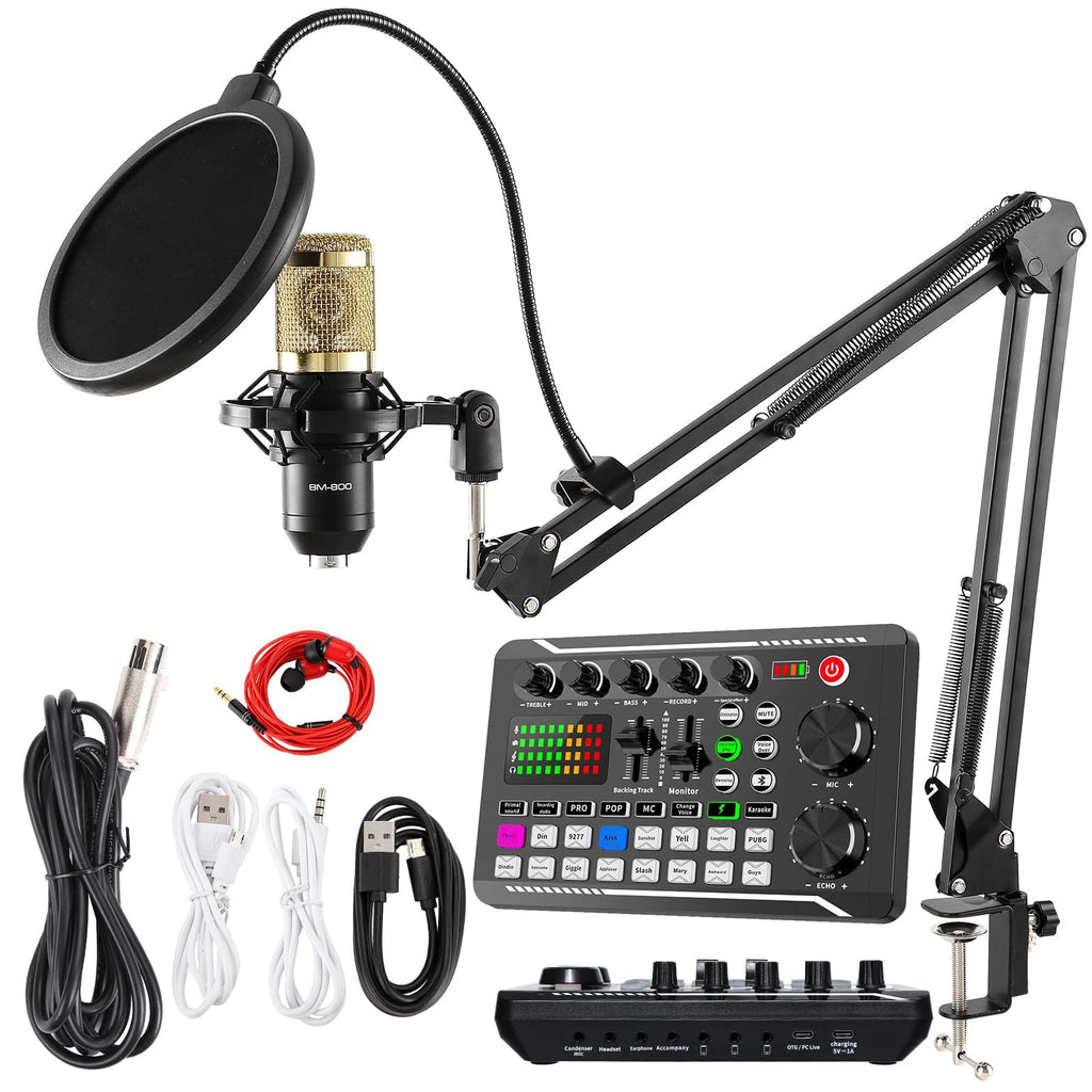 Podcast Equipment, SINWE Live Sound Card and Audio Interface with DJ Mixer Effects and Voice Changer, Prefect for Streaming/Podcasting/Gaming