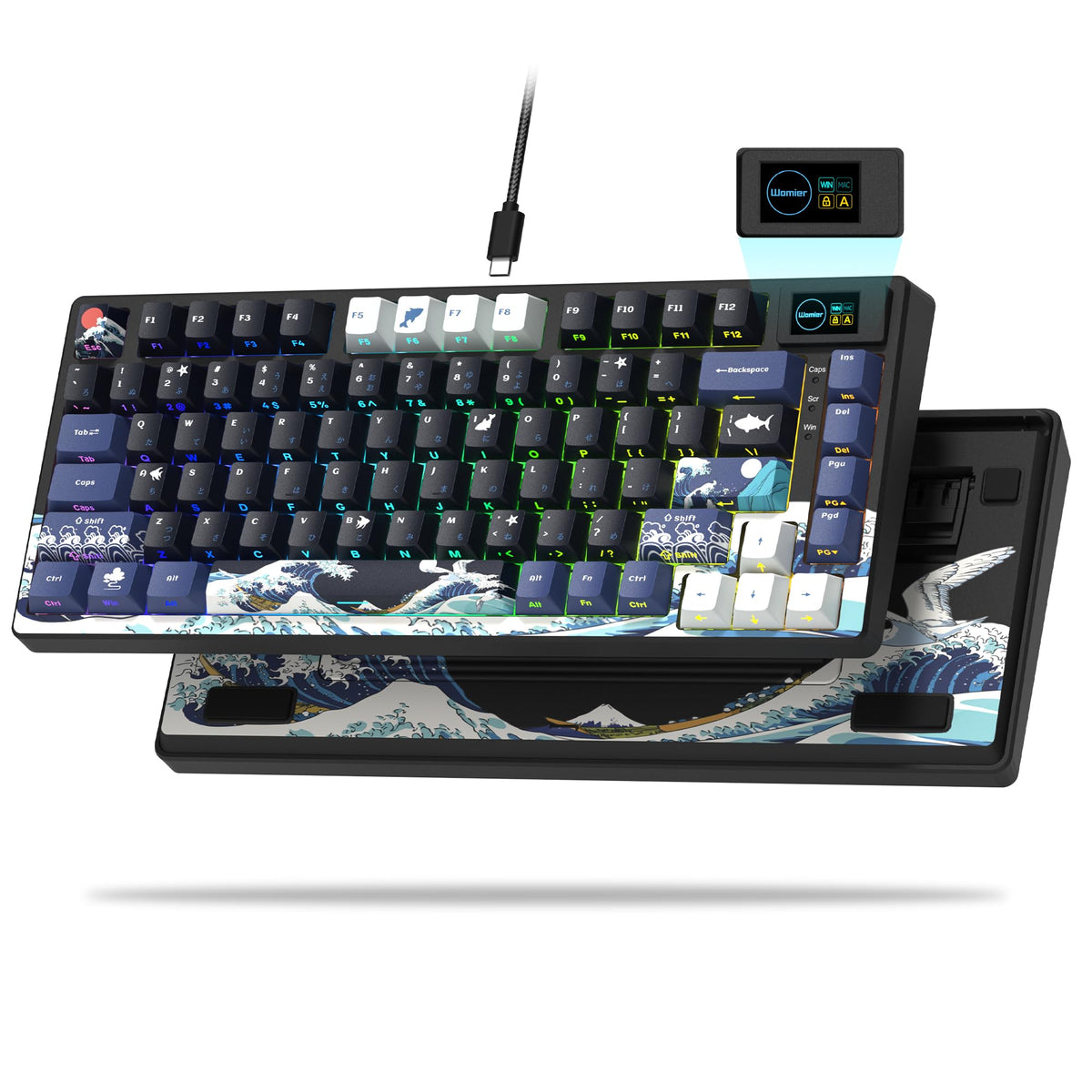 Womier SK80 75% Keyboard with Color Multimedia Display Mechanical Gaming Keyboard, Wired Hot Swappable Gasket Mount RGB Custom Key Board, Pre-lubed Stabilizer for Mac/Win