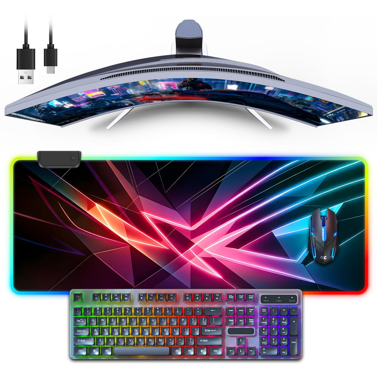 Large RGB Gaming Mouse Pad with 13 LED Light Modes