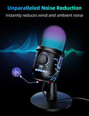 RGB USB Gaming Microphone with Noise Reduction, Mute & Gain