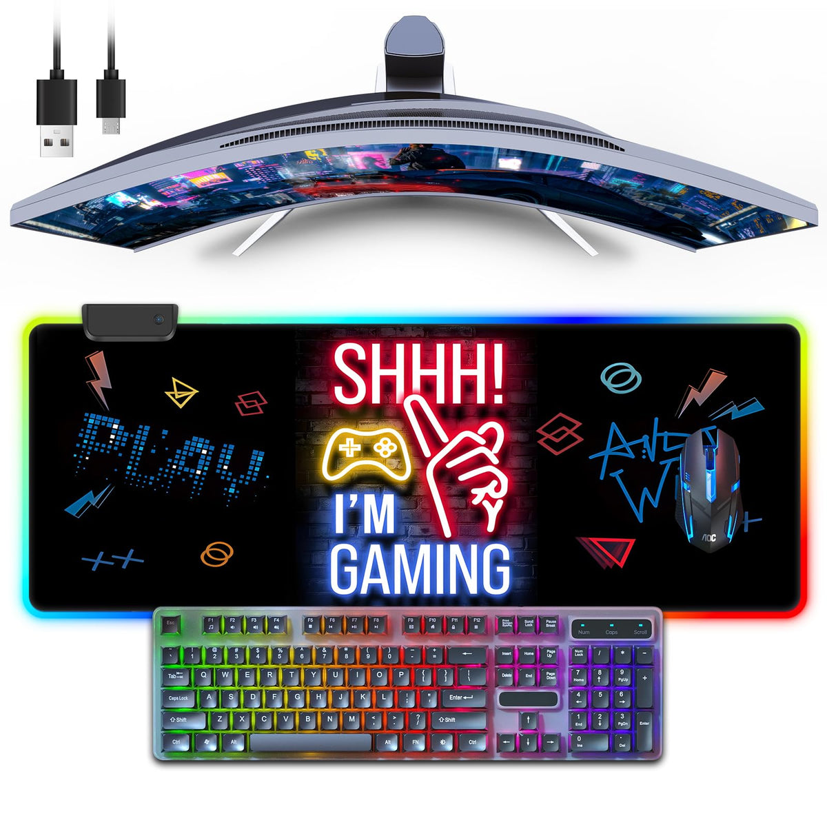 Large RGB Gaming Mouse Pad with 13 LED Light Modes