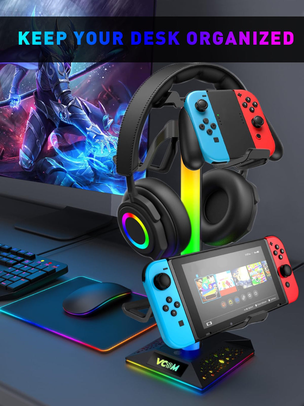 Minimalist Gaming Headphone Stand for Desktop Setup