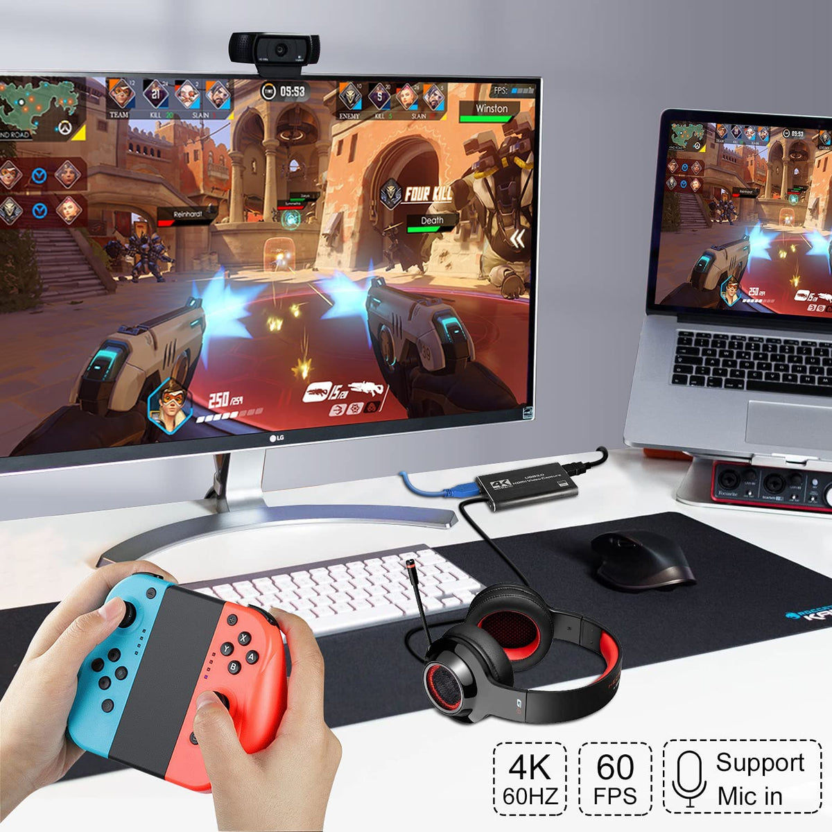 4K HDMI Video Capture Card for Streaming and Recording