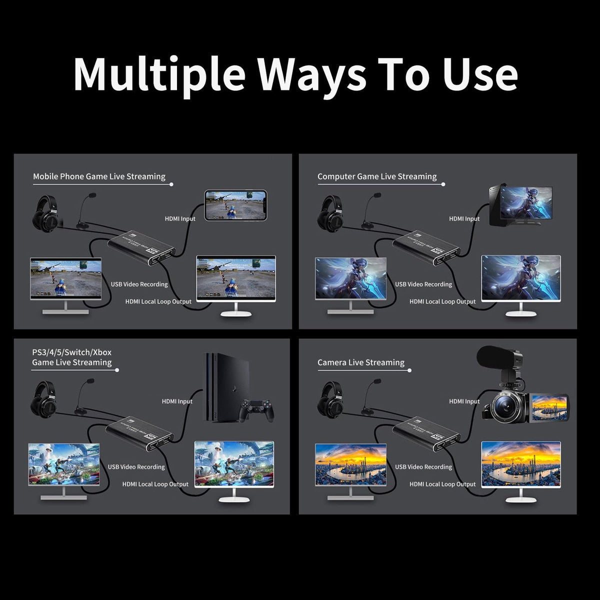 4K HD USB 3.0 Video Capture Card with Plug & Play Design
