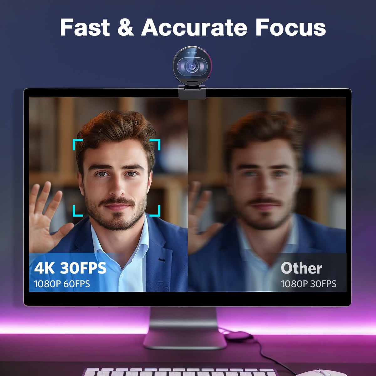 S600 4K Streaming Webcam with Autofocus and Dual Microphones