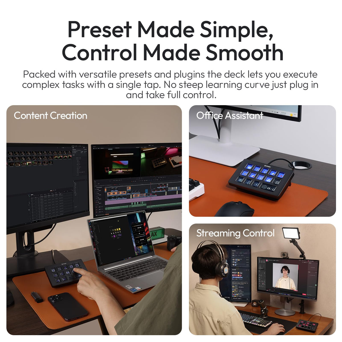 7-in-1 LCD Stream Controller with Customizable Macro Keys