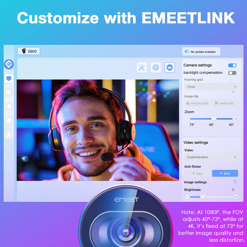 S600 4K Streaming Webcam with Autofocus and Dual Microphones
