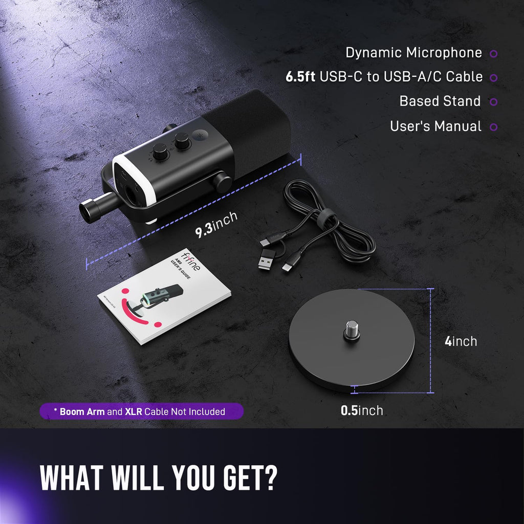 FIFINE XLR/USB Dynamic Microphone for Podcast Recording, PC Computer Gaming Streaming Mic with RGB Light, Mute Button, Headphones Jack, Desktop Stand, Vocal Mic for Singing YouTube-AmpliGame AM8