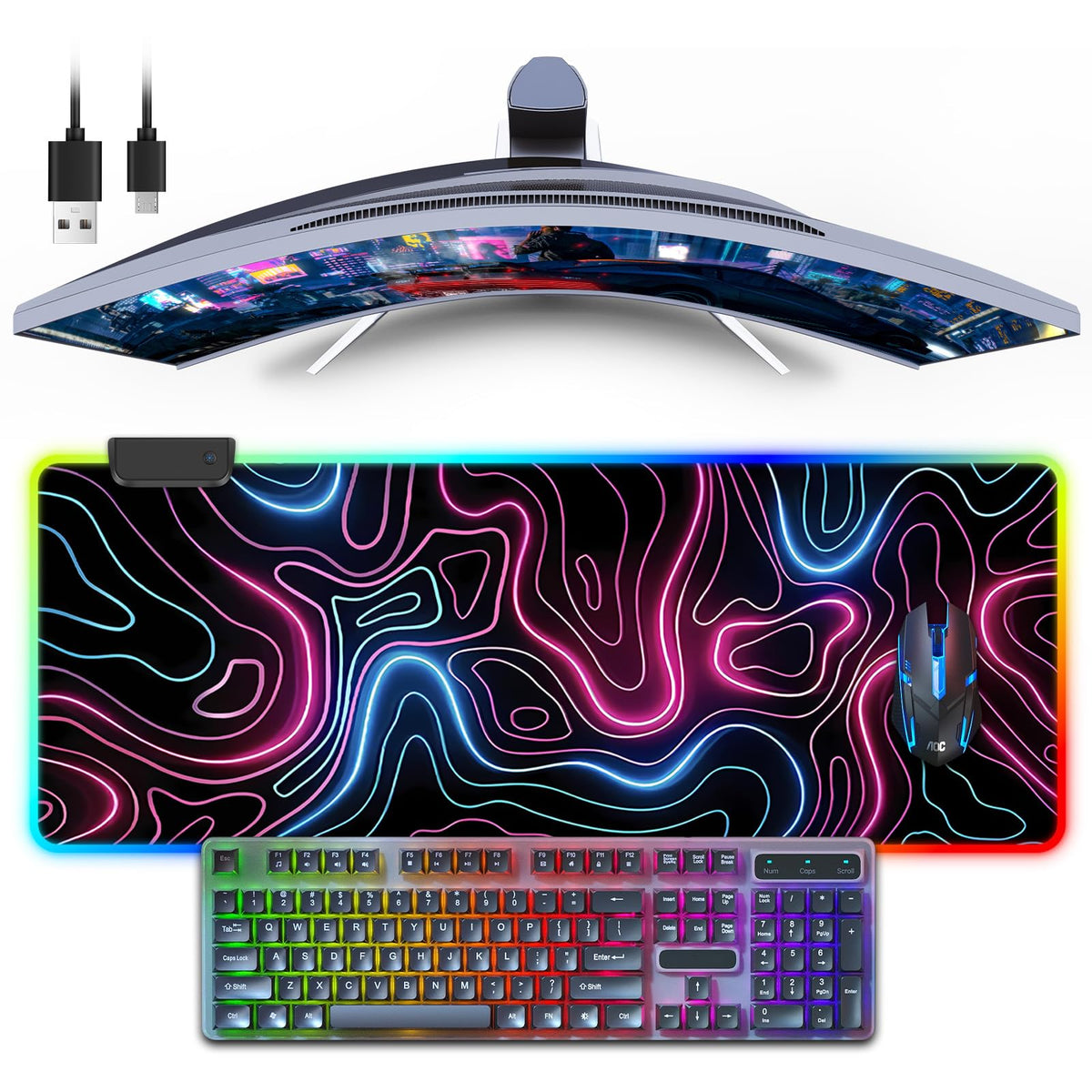 Large RGB Gaming Mouse Pad with 13 LED Light Modes