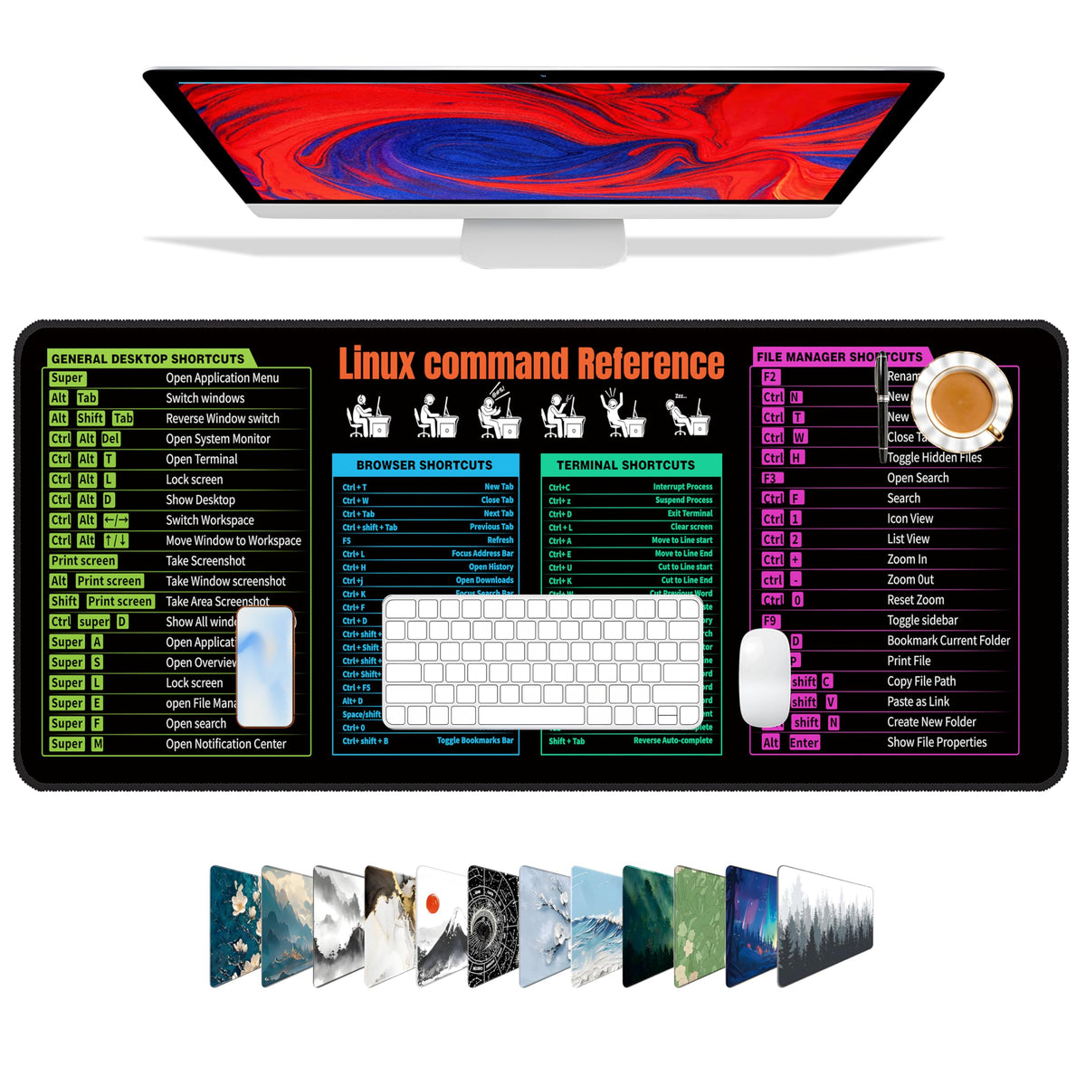 Galdas Gaming Mouse Pad XXL XL Large Long Extended Big Mousepad Non-Slip Rubber Keyboard Mouse Pad with Stitched Edges for Laptop Home Office (31.5x11.8x0.08 Inch) …