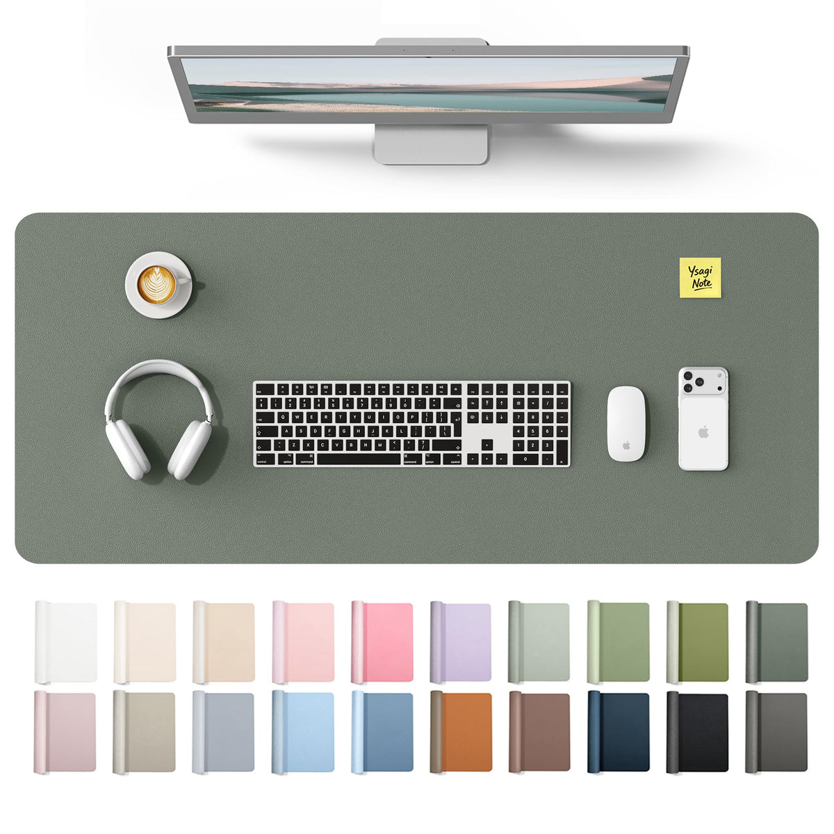 YSAGi Leather Desk Mat, Large Mouse Mat, Non-Slip Desk Pad Desk Protector Mat, Waterproof PU Leather Laptop Mat Table Mat Desk Writing Pad for Office and Home
