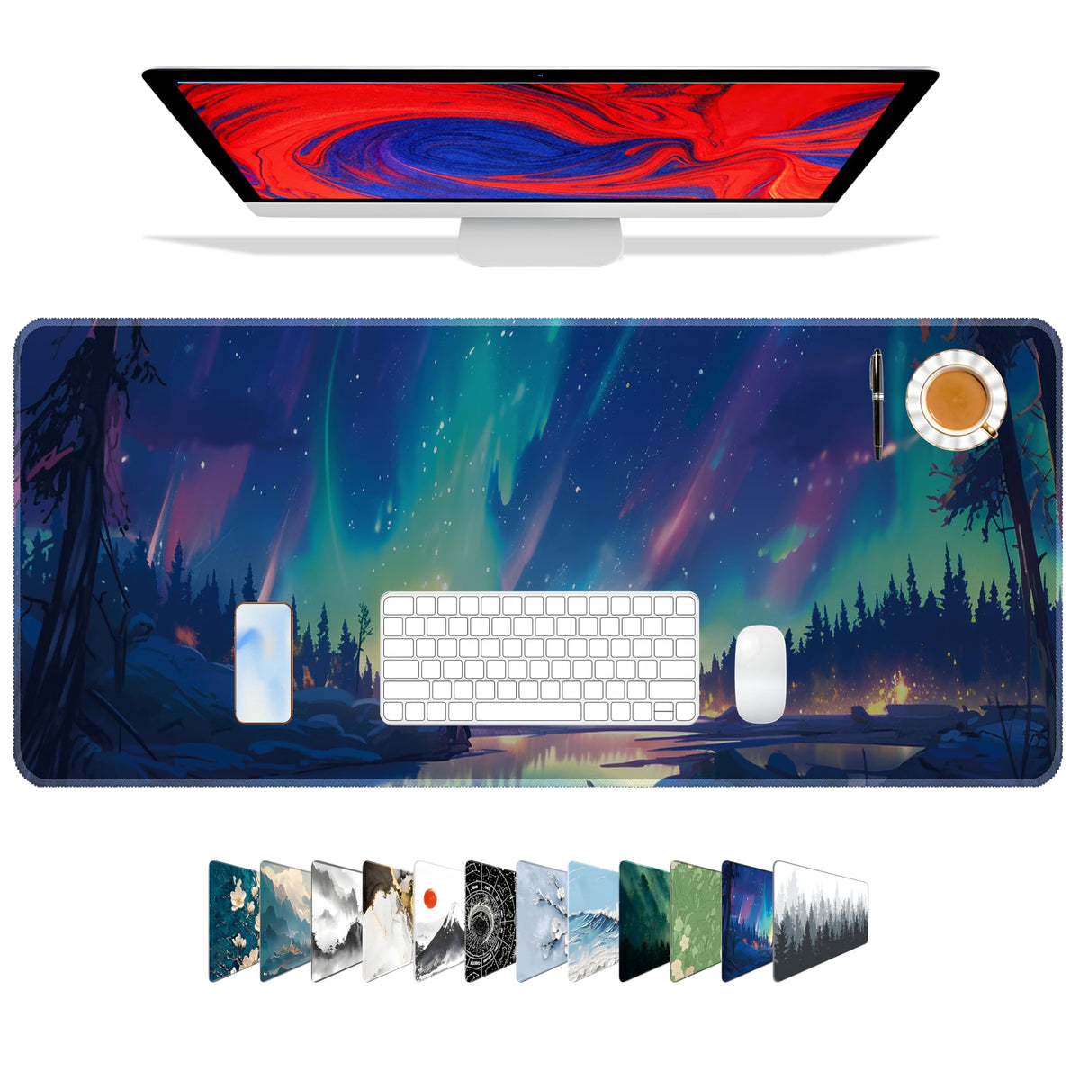Galdas Gaming Mouse Pad XXL XL Large Long Extended Big Mousepad Non-Slip Rubber Keyboard Mouse Pad with Stitched Edges for Laptop Home Office (31.5x11.8x0.08 Inch) …