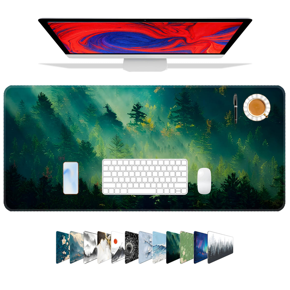 Galdas Gaming Mouse Pad XXL XL Large Long Extended Big Mousepad Non-Slip Rubber Keyboard Mouse Pad with Stitched Edges for Laptop Home Office (31.5x11.8x0.08 Inch) …