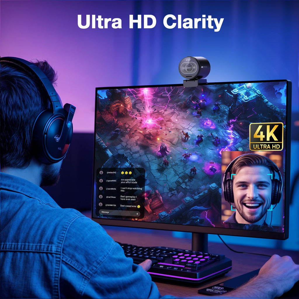 S600 4K Streaming Webcam with Autofocus and Dual Microphones
