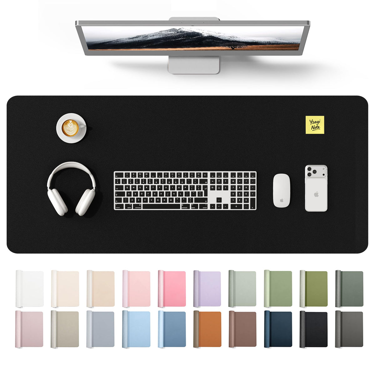 YSAGi Leather Desk Mat, Large Mouse Mat, Non-Slip Desk Pad Desk Protector Mat, Waterproof PU Leather Laptop Mat Table Mat Desk Writing Pad for Office and Home