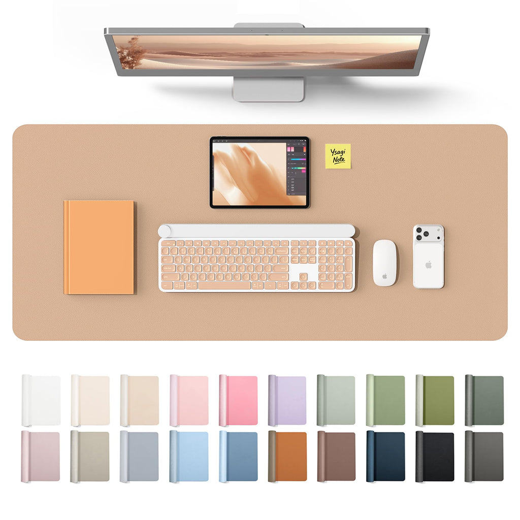YSAGi Leather Desk Mat, Large Mouse Mat, Non-Slip Desk Pad Desk Protector Mat, Waterproof PU Leather Laptop Mat Table Mat Desk Writing Pad for Office and Home