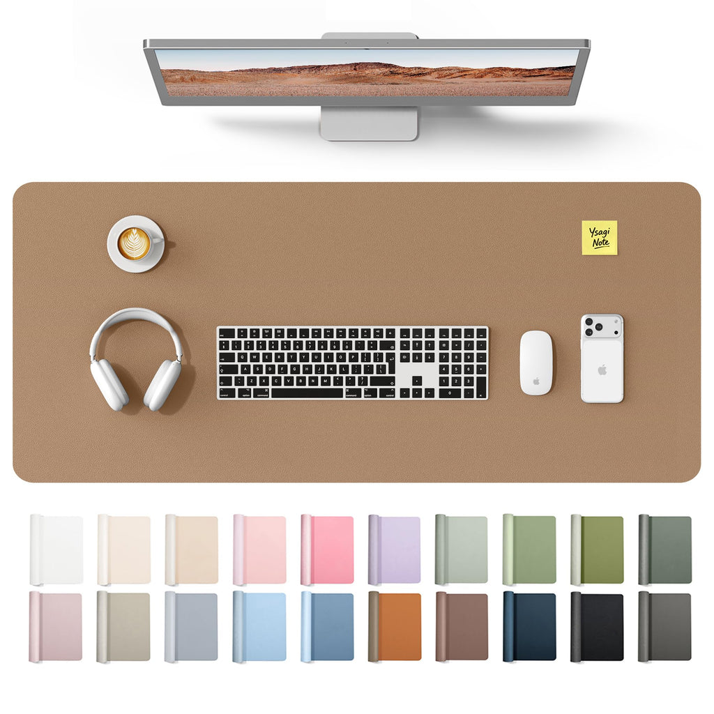 YSAGi Leather Desk Mat, Large Mouse Mat, Non-Slip Desk Pad Desk Protector Mat, Waterproof PU Leather Laptop Mat Table Mat Desk Writing Pad for Office and Home