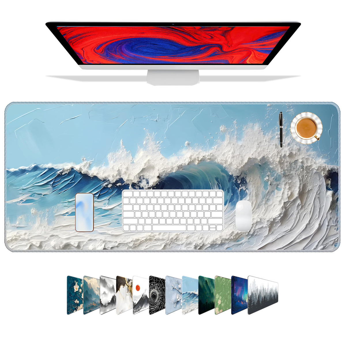 Galdas Gaming Mouse Pad XXL XL Large Long Extended Big Mousepad Non-Slip Rubber Keyboard Mouse Pad with Stitched Edges for Laptop Home Office (31.5x11.8x0.08 Inch) …
